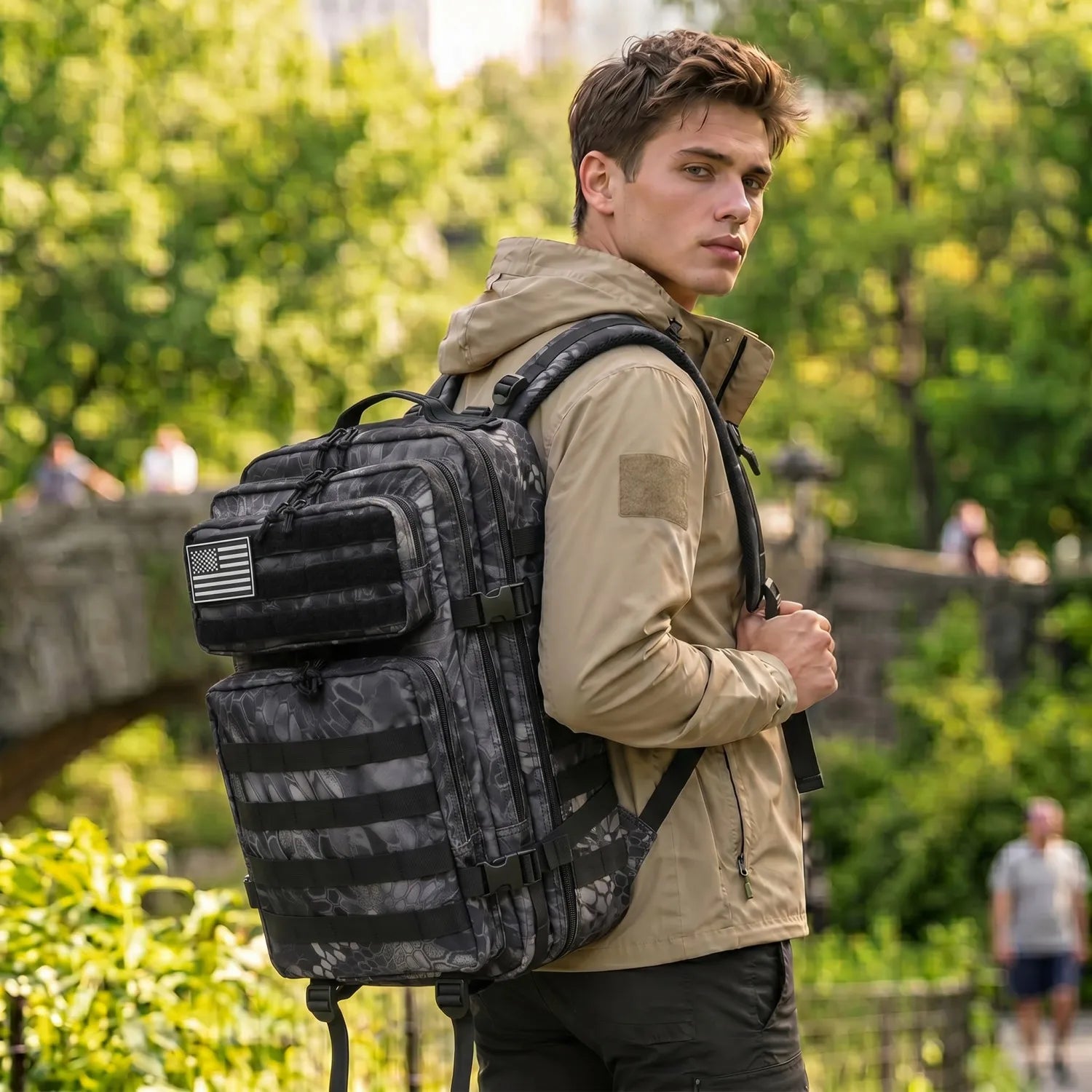 45L Tactical Travel Backpack Molle Large Capacity Multi Pocket Storage Bag Durable Wear Resistant Camping Hiking Trekking Bushcraft Daypack Heavy Duty Rucksack For Men Women Business Trips Mountain Climbing Daily Commute Lugg Erobaa