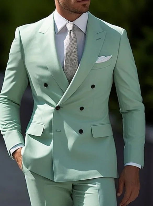 High Quality Brown Men's Suits Double Breasted Erobaa
