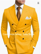 High Quality Brown Men's Suits Double Breasted Erobaa