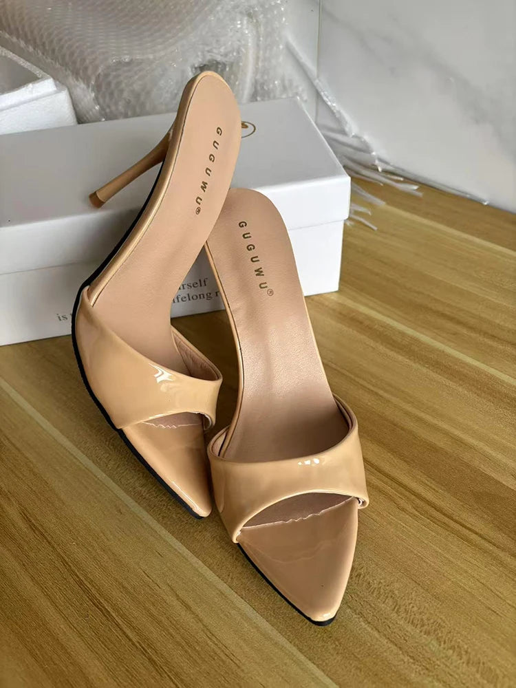 Designer Luxury Sexy Thin High Heel Summer Women Slippers Fashion Peep Toe Dress Slides Ladies Stripper Party Sandals