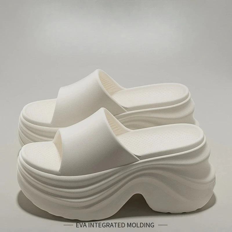 Women Thick Sole Non Slip Beach Slides Sandals Lady Summer Soft Sole Wedge Heel Slipper