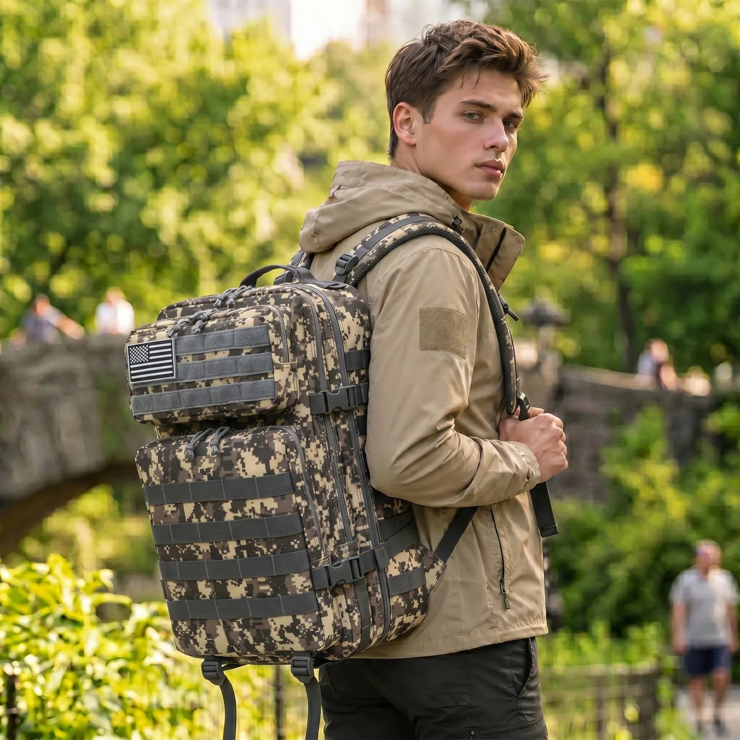 45L Tactical Travel Backpack Molle Large Capacity Multi Pocket Storage Bag Durable Wear Resistant Camping Hiking Trekking Bushcraft Daypack Heavy Duty Rucksack For Men Women Business Trips Mountain Climbing Daily Commute Lugg Erobaa