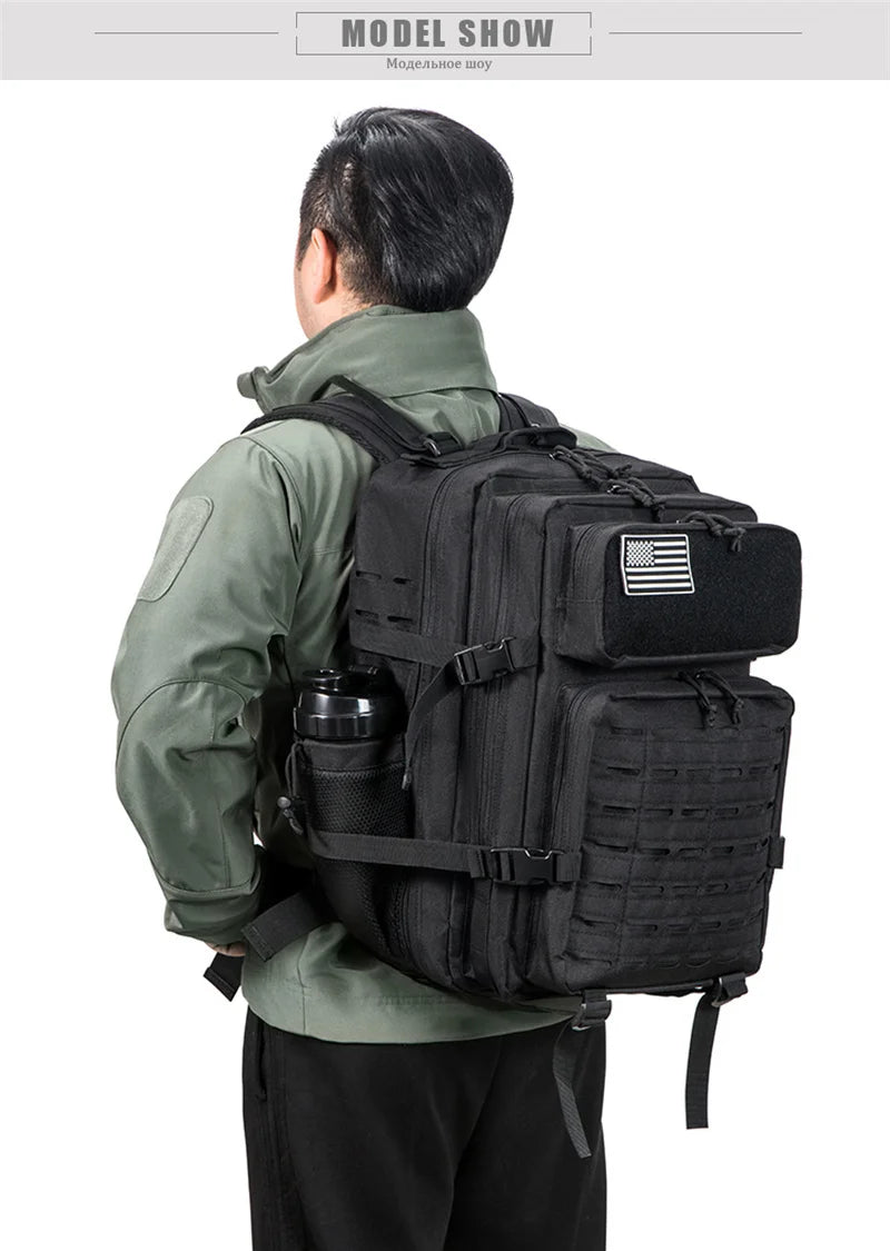 45L Tactical Backpack Survival Bag Hunting MOLLE Backpack GYM For Men EDC Outdoor Hiking Rucksack With Bottle Holder Erobaa