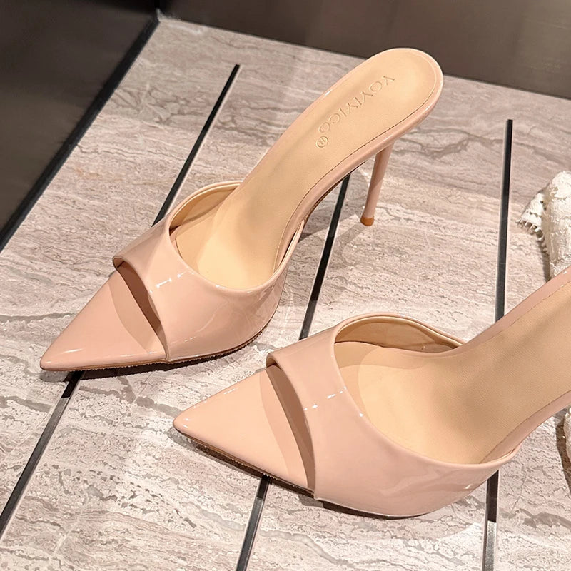 Designer Luxury Sexy Thin High Heel Summer Women Slippers Fashion Peep Toe Dress Slides Ladies Stripper Party Sandals