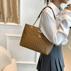 New Presbyopia Handbag Texture Soft Leather Large Capacity Tote Women Bag With Hanging Accessories Shoulder Bag Erobaa