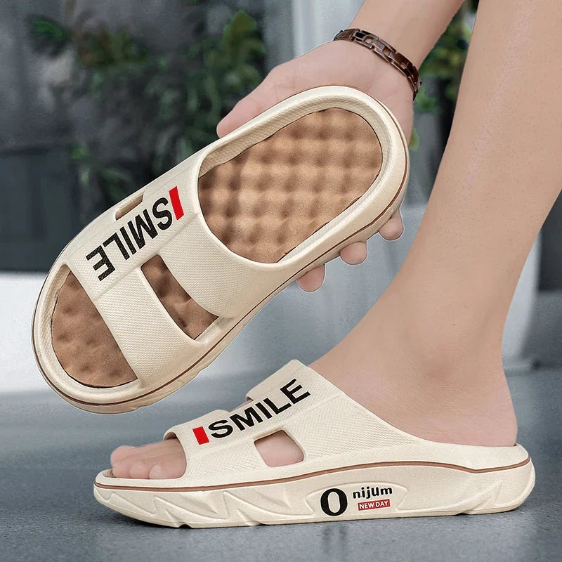 Summer New Men's Massage Slippers Indoor Outdoor Sandals Beach Men Casual Shoes Soft Slides Flip-flops Men Women Home Slippers