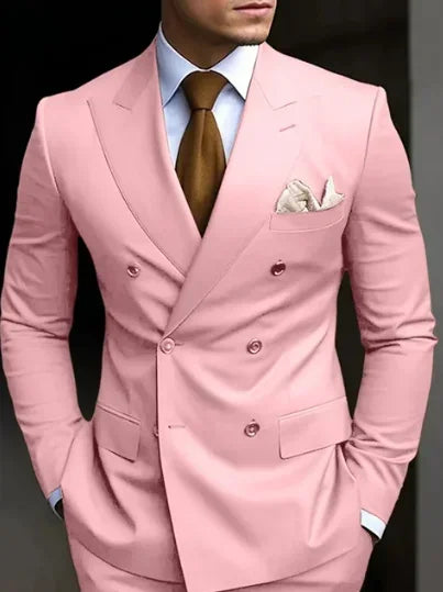 High Quality Brown Men's Suits Double Breasted Erobaa