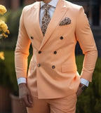 High Quality Brown Men's Suits Double Breasted Erobaa