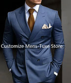 High Quality Brown Men's Suits Double Breasted Erobaa
