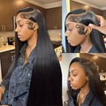 100 % cheveux humains malaisiens 13x6 Perruques indétectables lisses en cheveux humains de 30 pouces avec dentelle frontale 13x4 pour femmes, pré-épilées