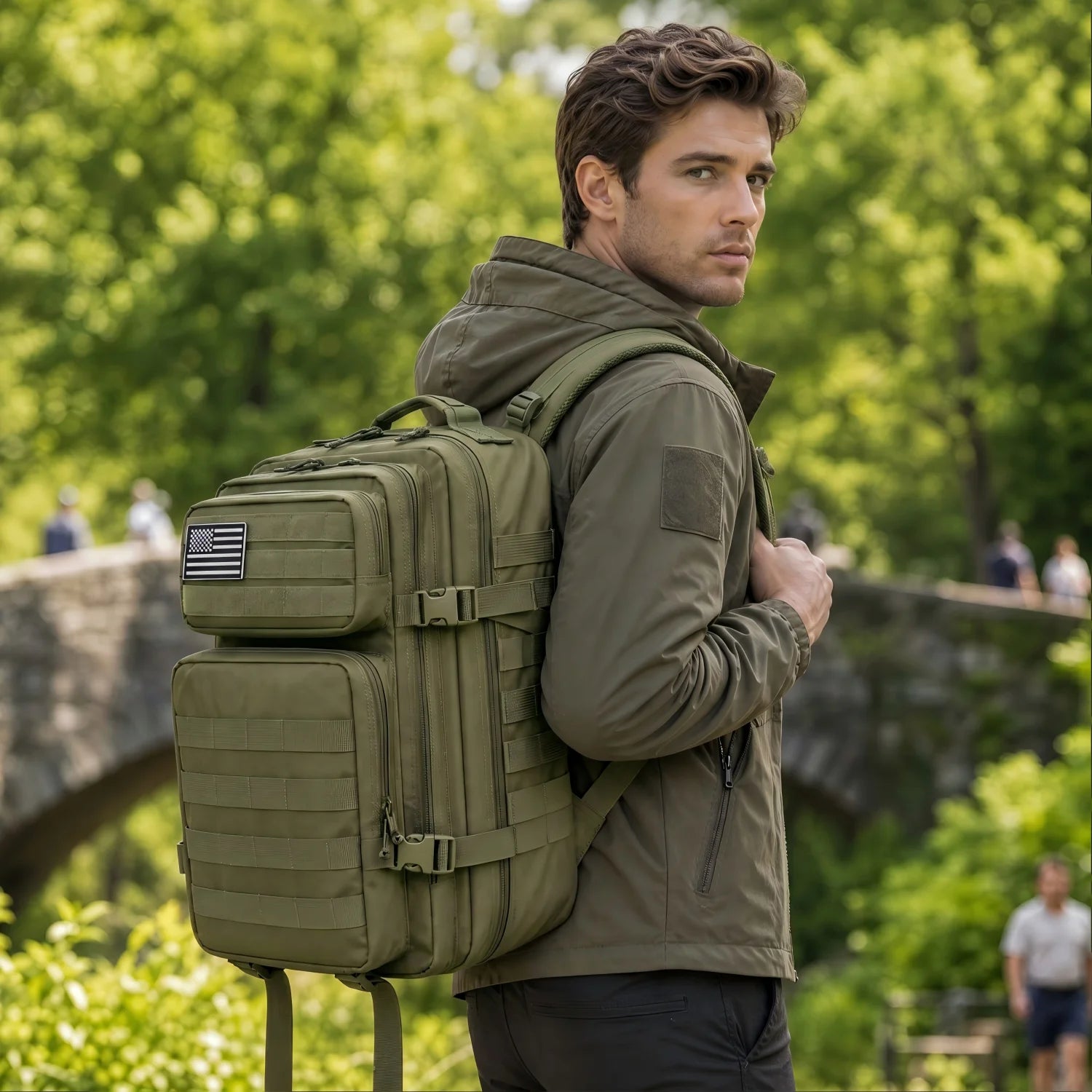 45L Tactical Travel Backpack Molle Large Capacity Multi Pocket Storage Bag Durable Wear Resistant Camping Hiking Trekking Bushcraft Daypack Heavy Duty Rucksack For Men Women Business Trips Mountain Climbing Daily Commute Lugg Erobaa