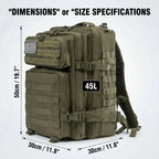 45L Tactical Travel Backpack Molle Large Capacity Multi Pocket Storage Bag Durable Wear Resistant Camping Hiking Trekking Bushcraft Daypack Heavy Duty Rucksack For Men Women Business Trips Mountain Climbing Daily Commute Lugg Erobaa
