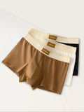 Men's underpants 3 pairs of personalized fashion solid color boxer shorts comfortable, soft and non-marking boys' boxer shorts
